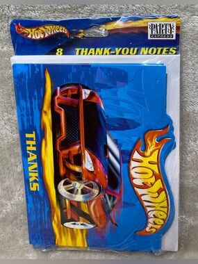 Vintage Hot Wheels 8 Thank You Notes Party Express Sports Car  2000 Mattel READ